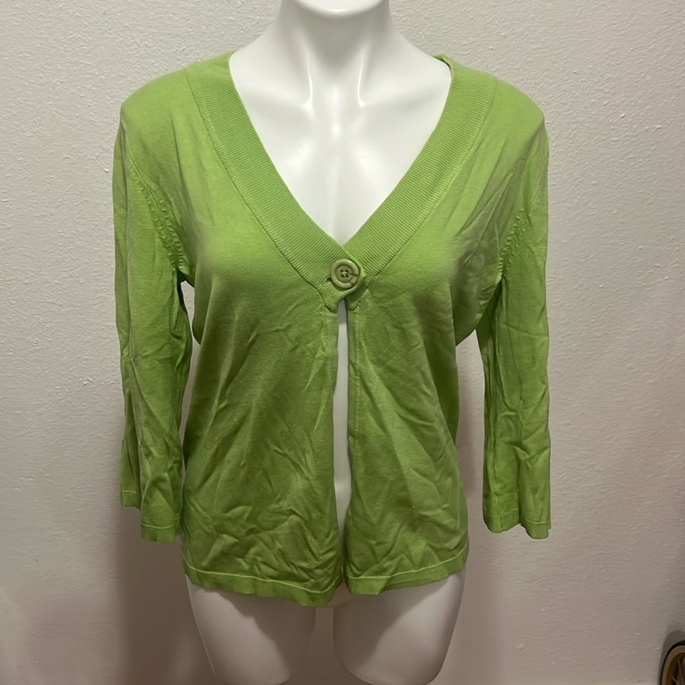 Cable & Gauge Green Silk Cardigan Sz S